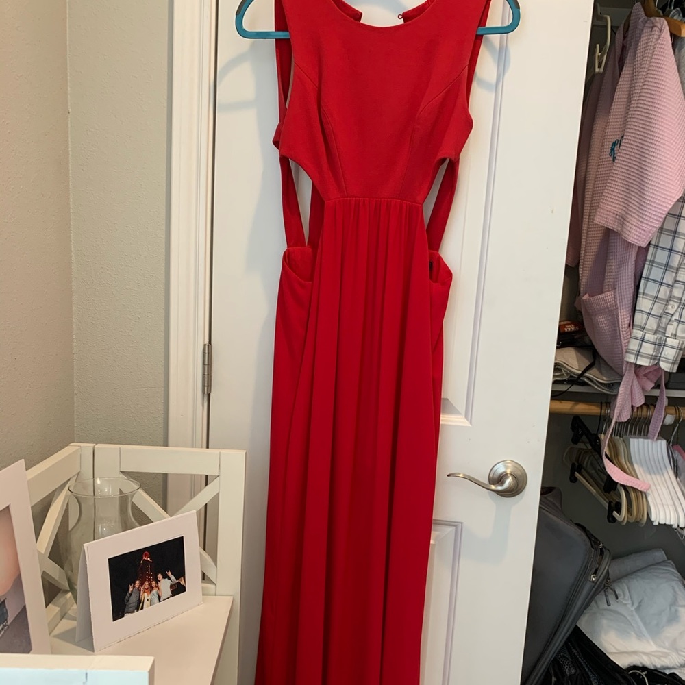 BCBG cutout red maxi gown